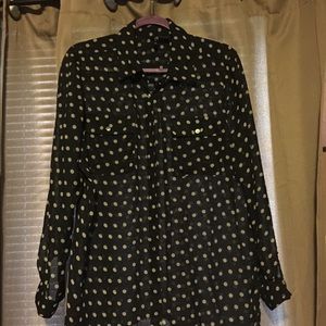 Black Tan Polka Dot Blouse